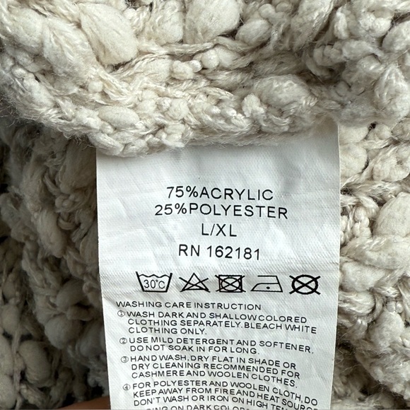 CGYY Chunky Knit Hooded Open Front Cardigan Sweater Cream Oversized Cozy Boho - Picture 11 of 11